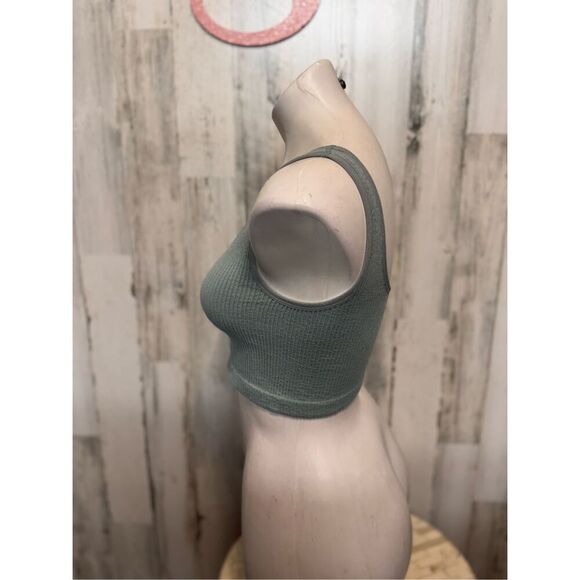 Forever 21 Sage Green Ribbed Crop Tank Top Size S - Picture 5 of 8